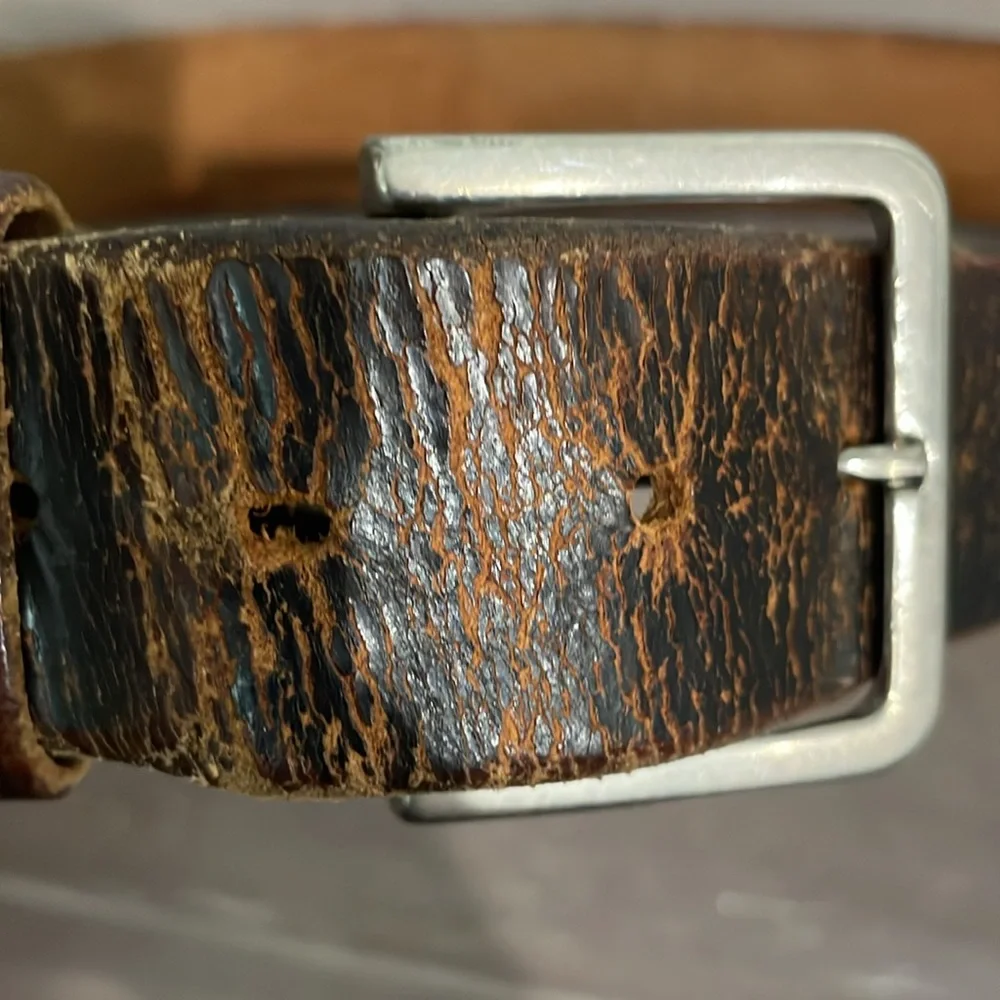 Vintage Men’s Oil-Tanned Top Grain Cowhide distressed leather brown belt size 34